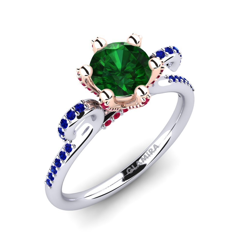 14K Wit & Rood Goud Tsavorite Verlovingsring Yomaris