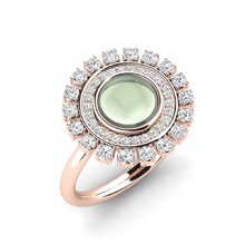 Ring Yonah 585 Rose Gold & Green Amethyst (Lab Created) & White Sapphire