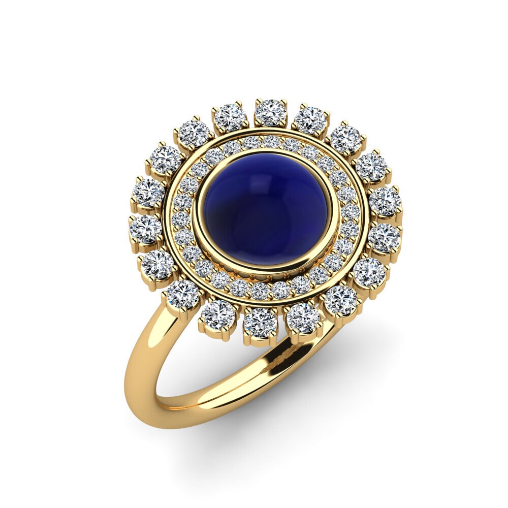 Or Jaune 18k Saphir Cabochon Bague Yonah