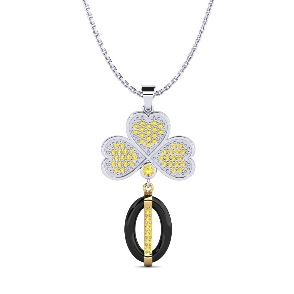 14ct White & Yellow Gold Yellow Sapphire Women's Pendant Yone