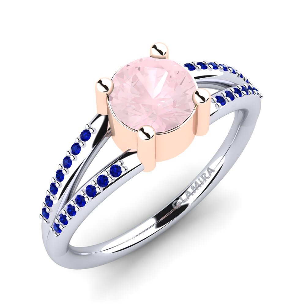 18K White & Rose Gold Rose Quartz Engagement Ring Yonika