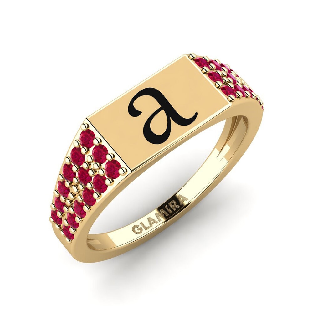 Or Jaune 14k Ronde Rubis Anneau rose Yoqimli