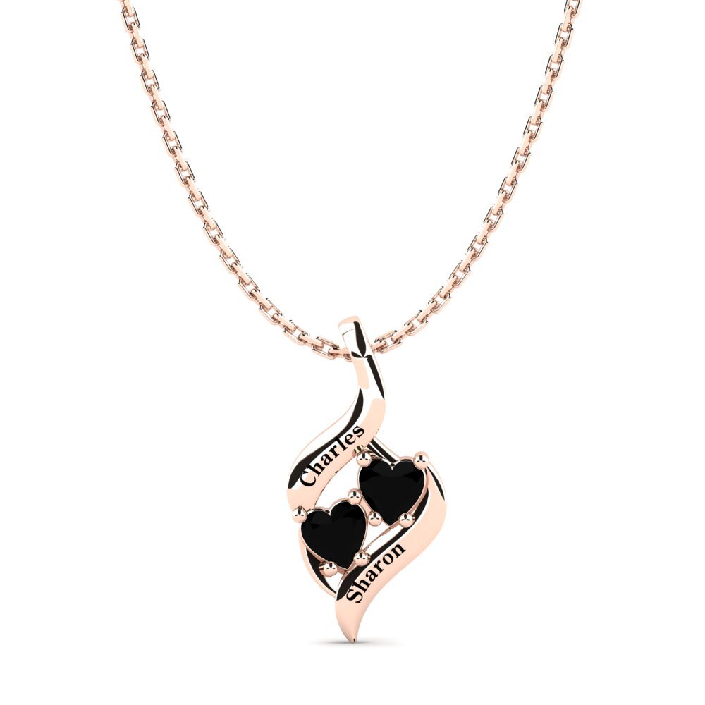 Rotgold 585 Schwarzer Onyx Damen anhänger Yoshie