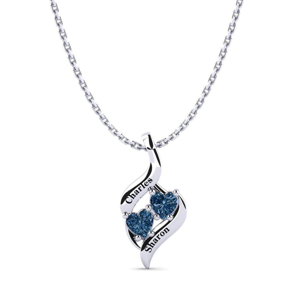 950 Palladium Blauer Diamant Damen anhänger Yoshie