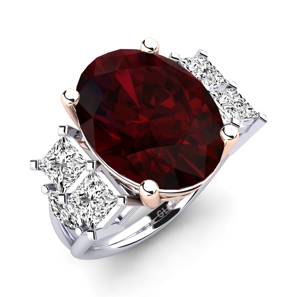 18k Oro Blanco & Rosa Granate Anillo Yovela
