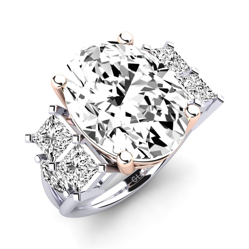 18k Oro Blanco & Rosa Moissanita Anillo Yovela