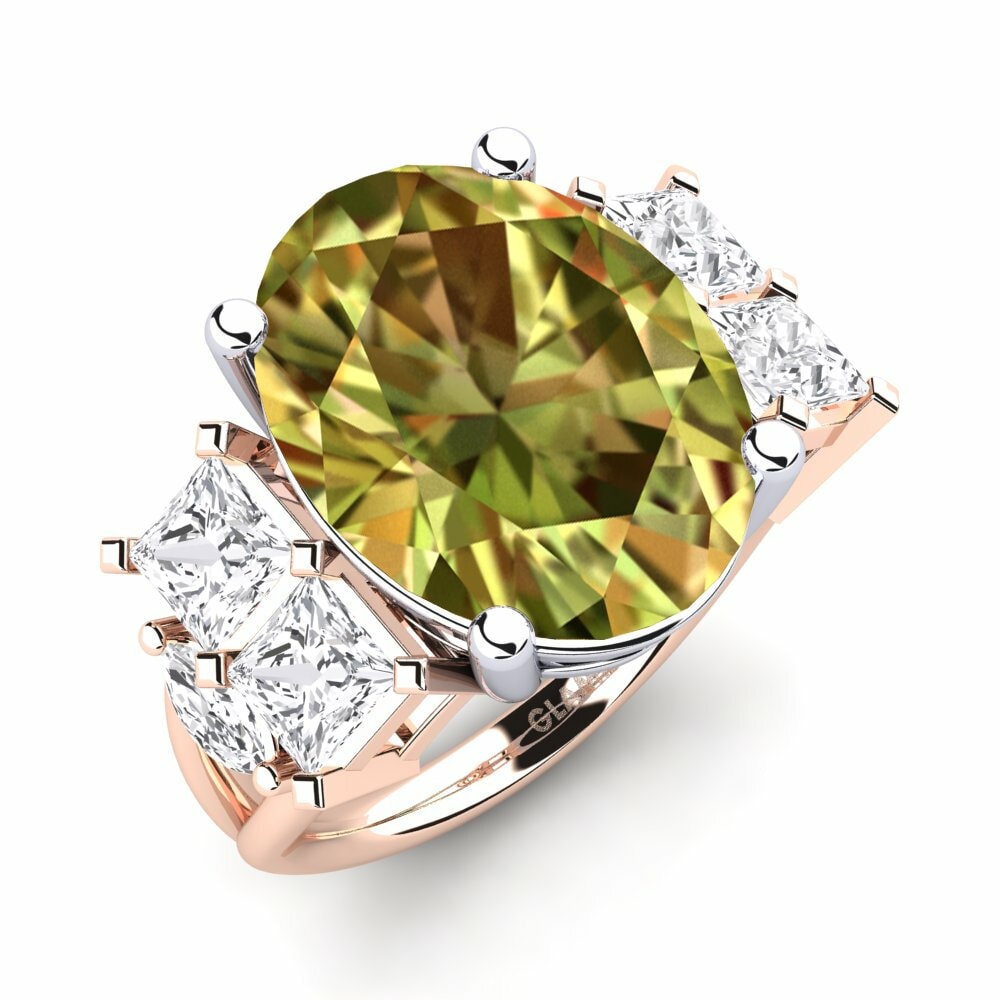 Or Rose& Blanc 14k Pierre de Sultan Bague Yovela