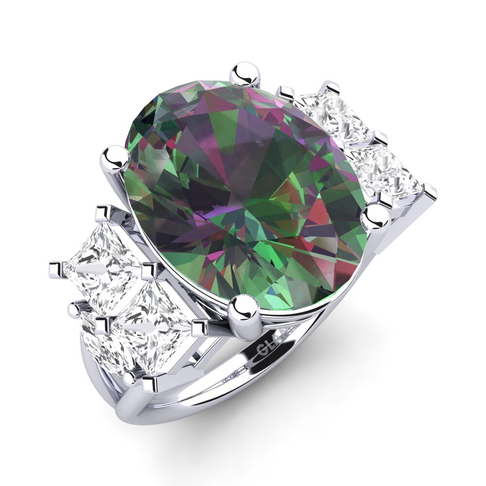 18ct White Gold Mystic Topaz Ring Yovela