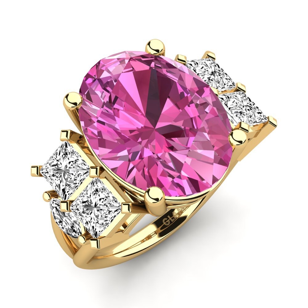 9k Oro Amarillo Topacio Rosa Anillo Yovela