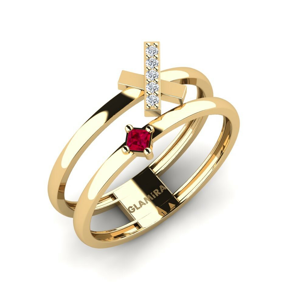 Or Jaune 14k Princesse Rubis Bague Ypsilas