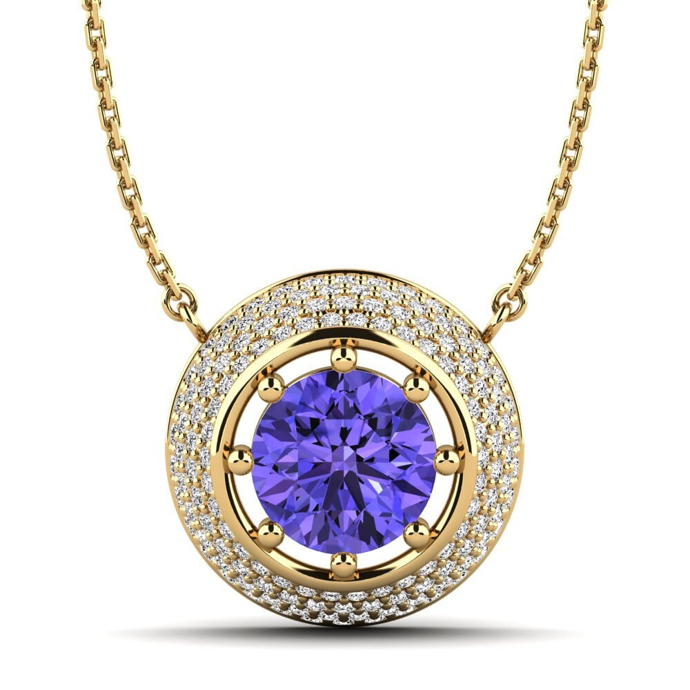 Gelbgold 585 Tansanit Damen halskette Ysabel