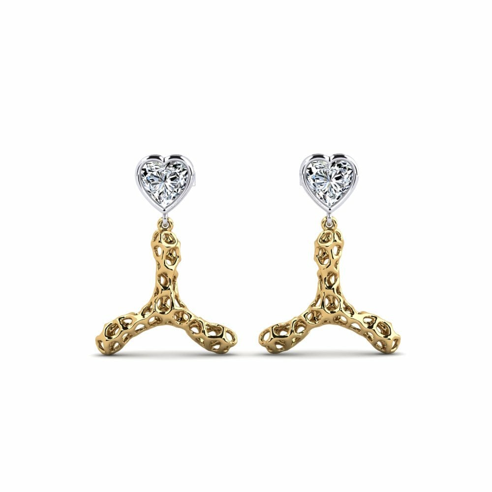 14k Oro Amarillo & Blanco Pendiente de mujer Ytoos