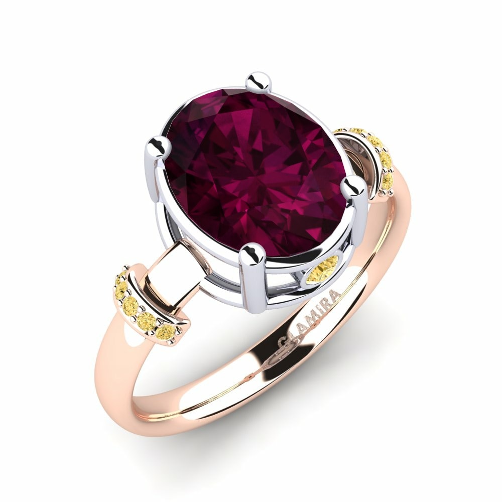 2.4 Carat Side-Stone Rhodolite Garnet 14k Rose & White Gold Engagement Ring Yudella