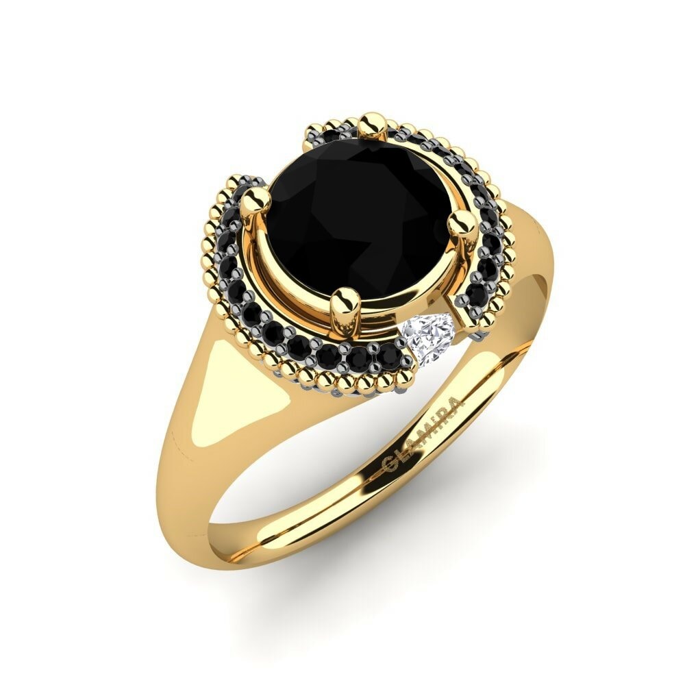 Offrez Bague de fiancailles Yuki en Or Jaune 14k Diamant Noir 1.25 Carats Ronde taille GLAMIRA.be