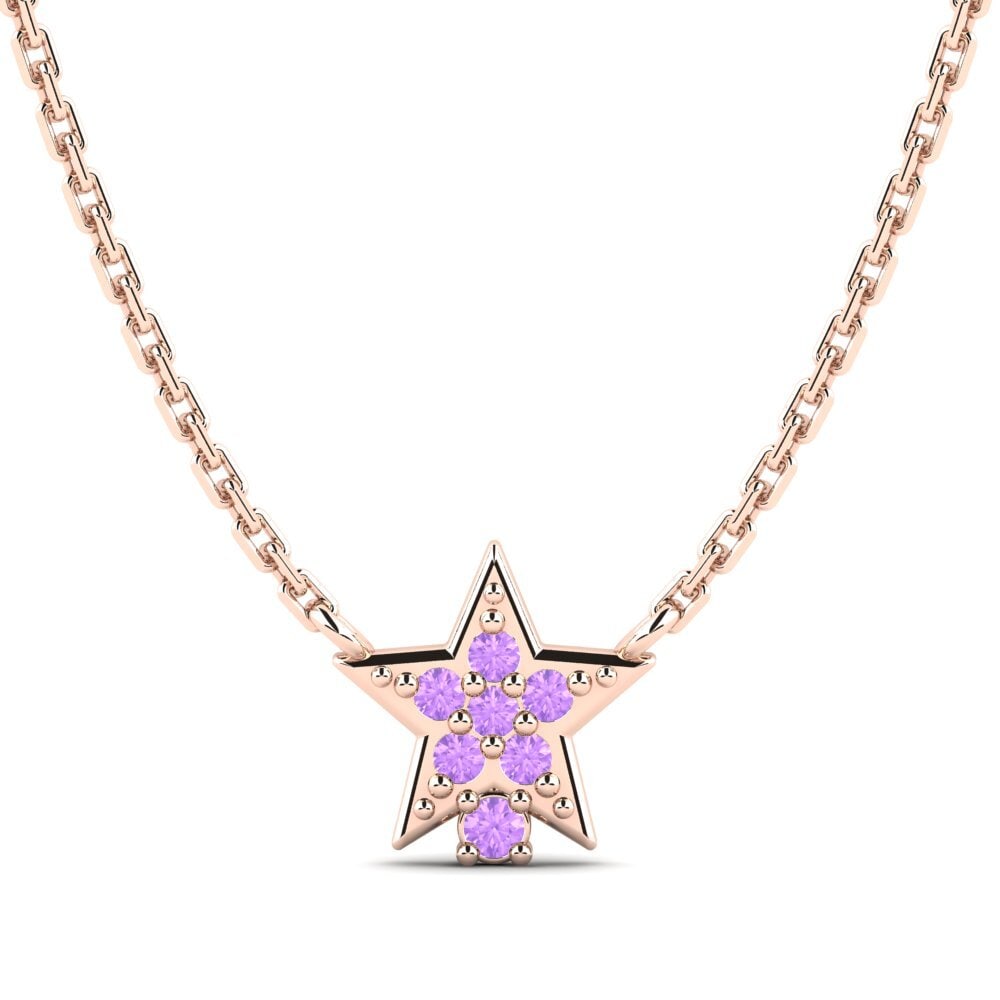14k Oro Rosa Amatista Collar para Niño Yulduz