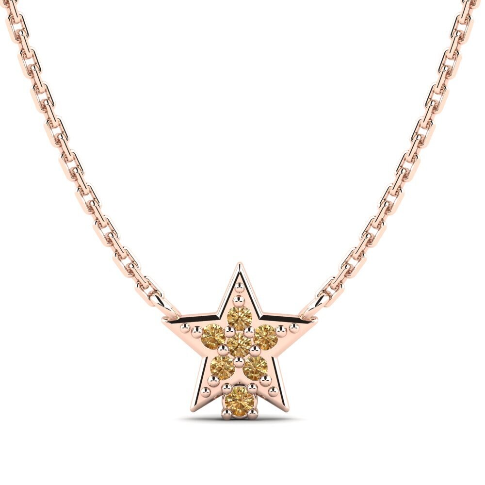 14k Oro Rosa Diamante Marrón Collar para Niño Yulduz
