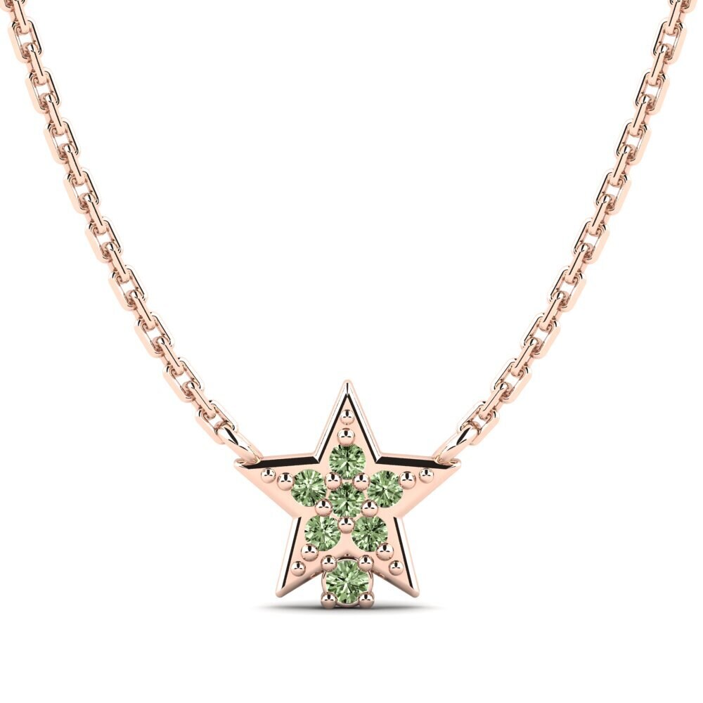 14k Oro Rosa Diamante Verde Collar para Niño Yulduz