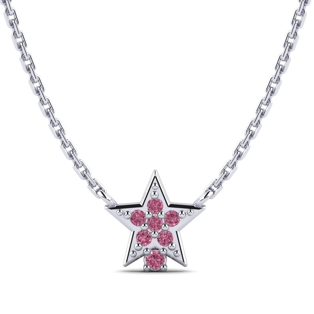Paladio 950 Rodolita de Granito Collar para Niño Yulduz