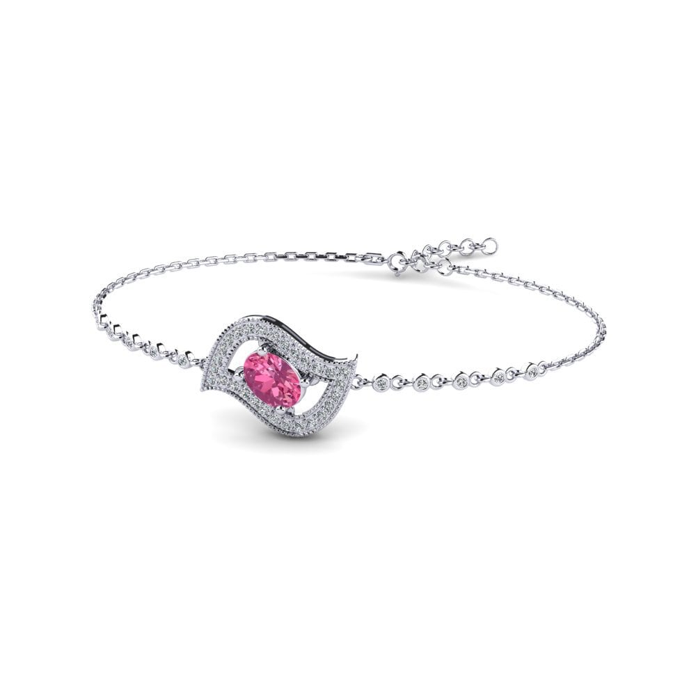 Oval Pink Tourmaline Women's Bracelet Yunteru