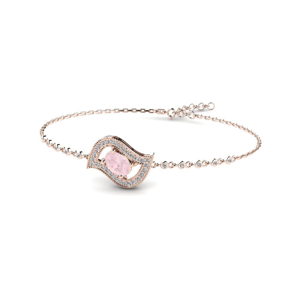 9ct Rose Gold Rose Quartz Women's Bracelet Yunteru