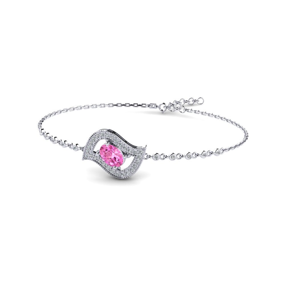 Oval Pink Topaz Women's Bracelet Yunteru