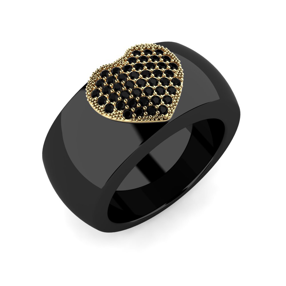 14k Yellow Gold Black Diamond Ring Yup
