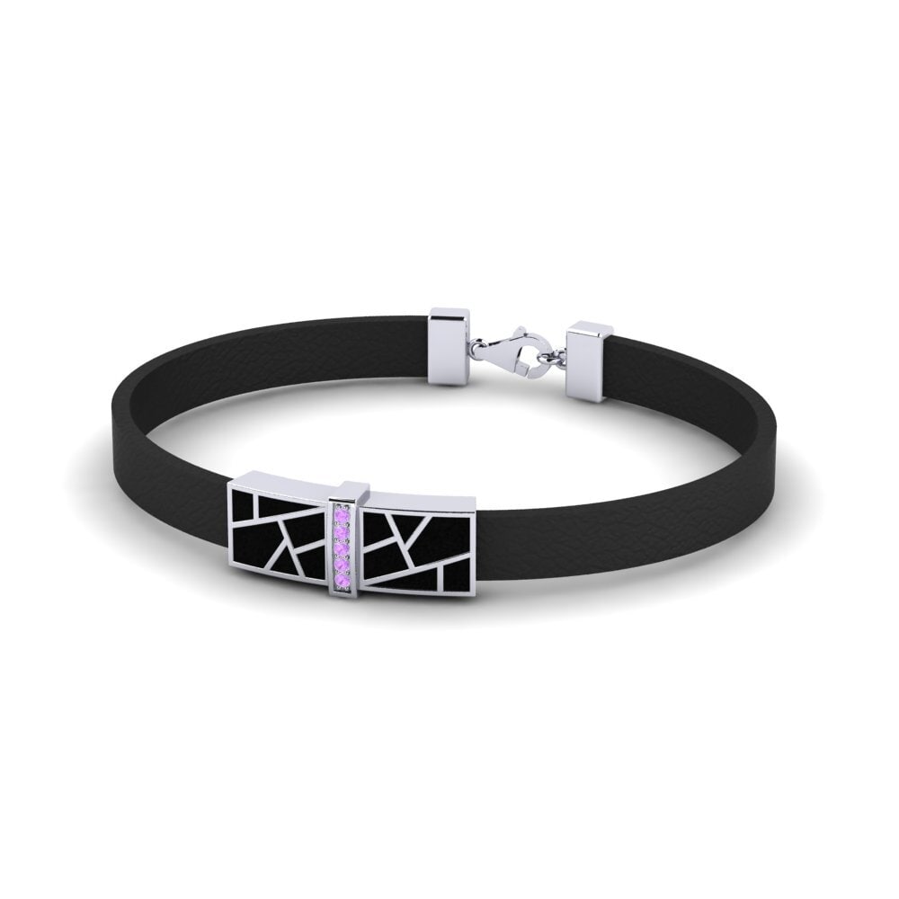 9ct White Gold Amethyst Men's Bracelet Yurnero