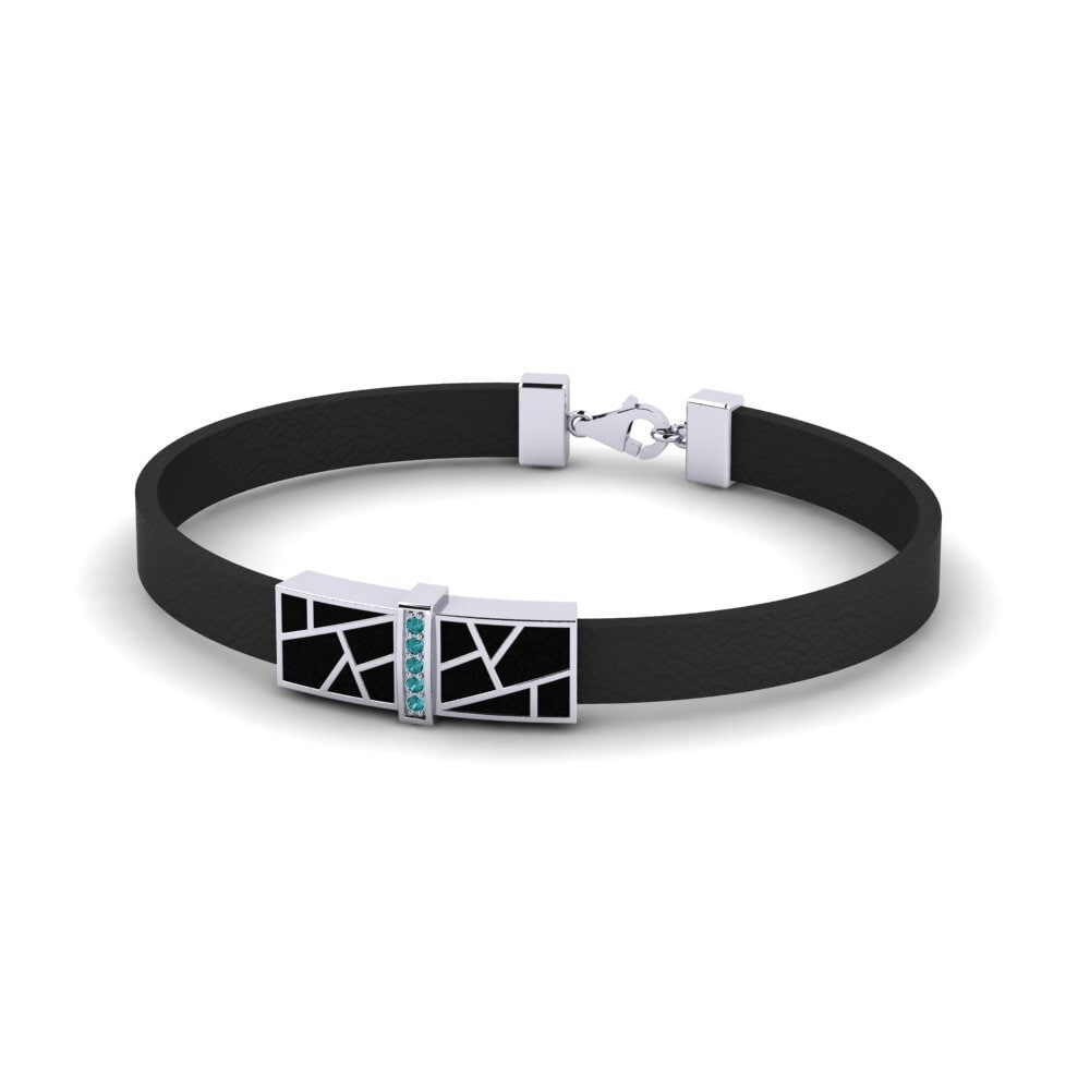 950 Palladium Blue Diamond Men's Bracelet Yurnero