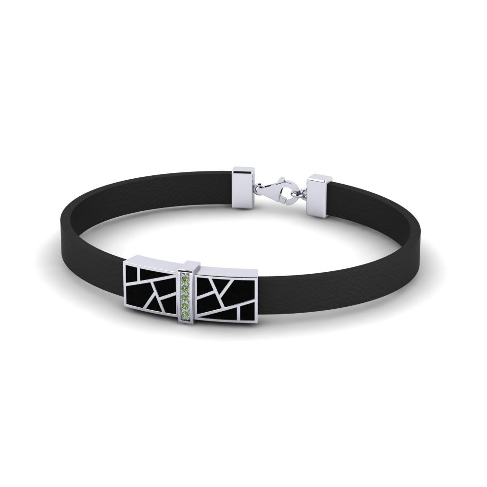950 Palladium Green Diamond Men's Bracelet Yurnero