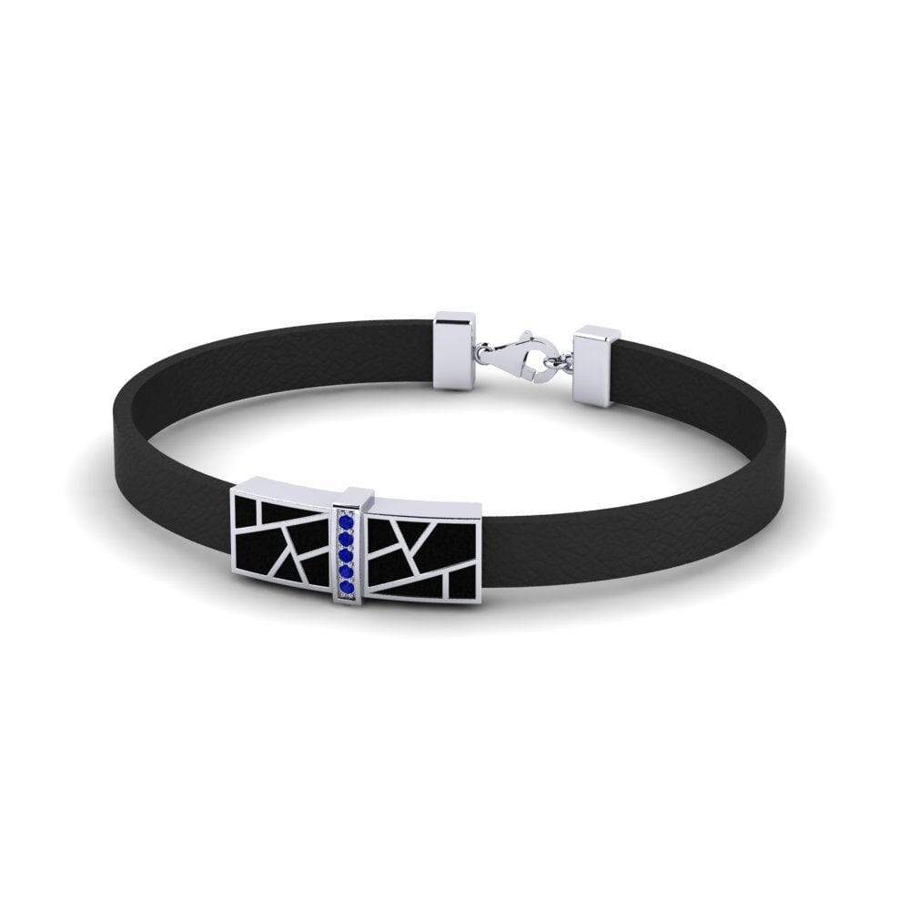 White Silver Sapphire Men's Bracelet Yurnero