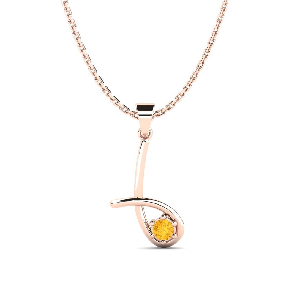 14k Oro Rosa Citrino Colgante de Mujer Yutg