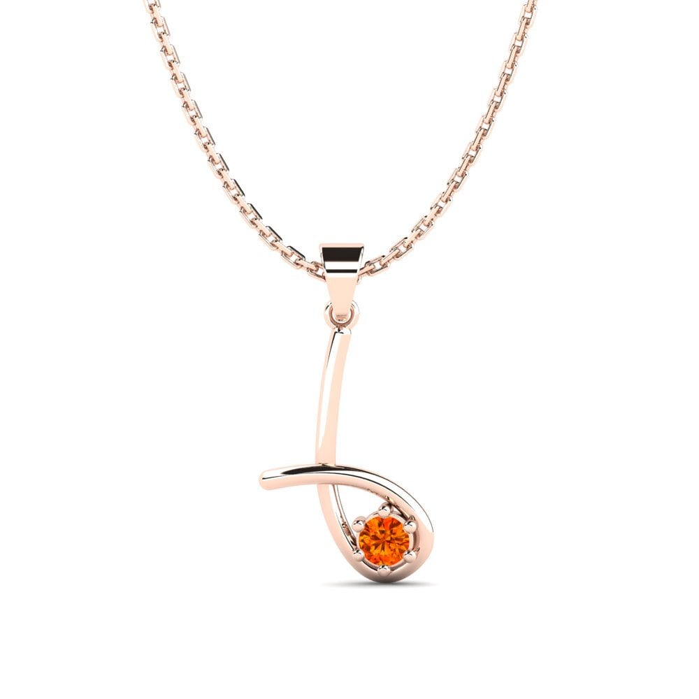 14k Oro Rosa Zafiro Naranja Colgante de Mujer Yutg
