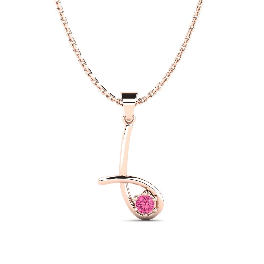 9k Oro Rosa Turmalina rosa Colgante de Mujer Yutg
