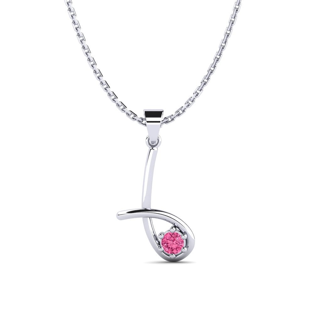 Platino 950 Turmalina rosa Colgante de Mujer Yutg