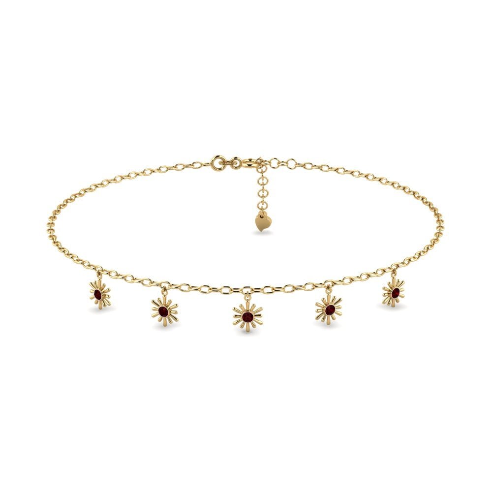 14ct Yellow Gold Garnet Women's Anklet Yvain