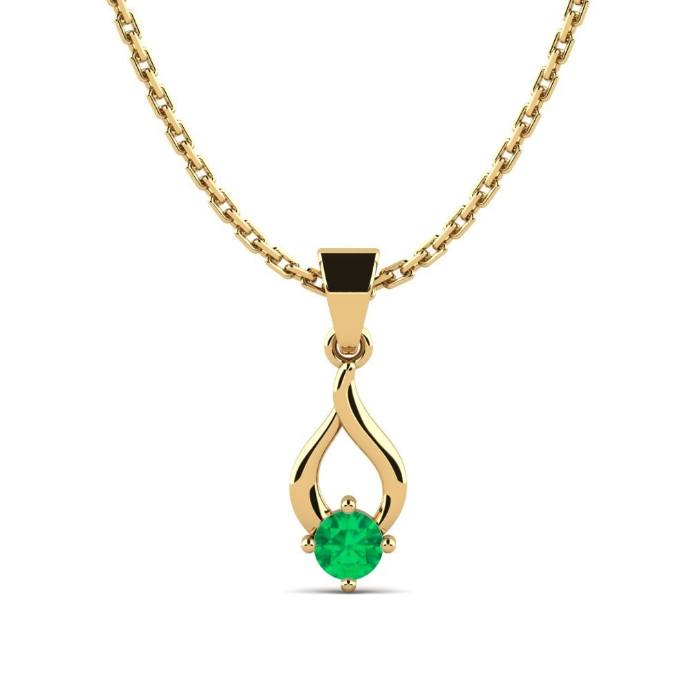 14k Yellow Gold Emerald Women's Pendant Yvette