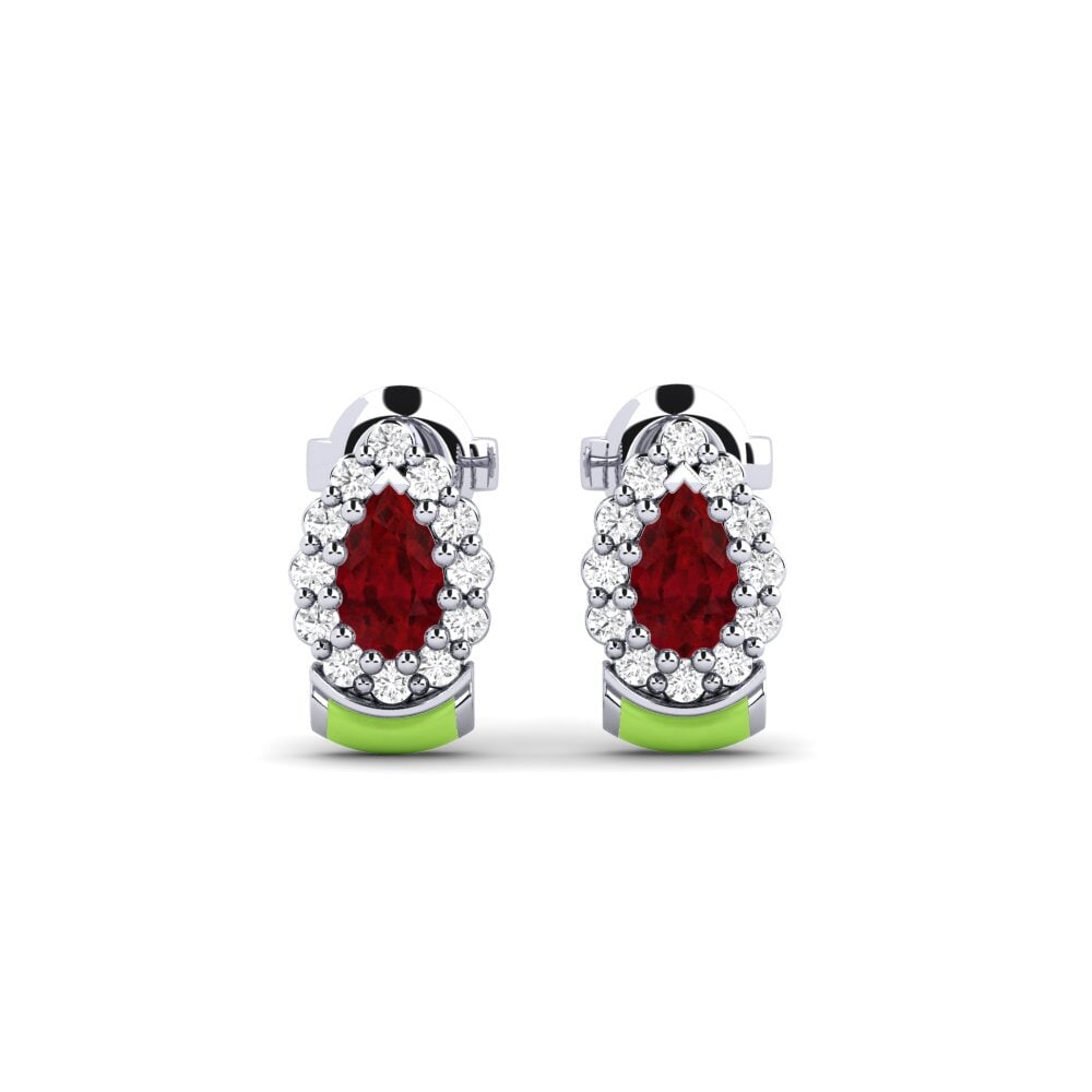 White Silver Ruby Women's Earring Zabavno