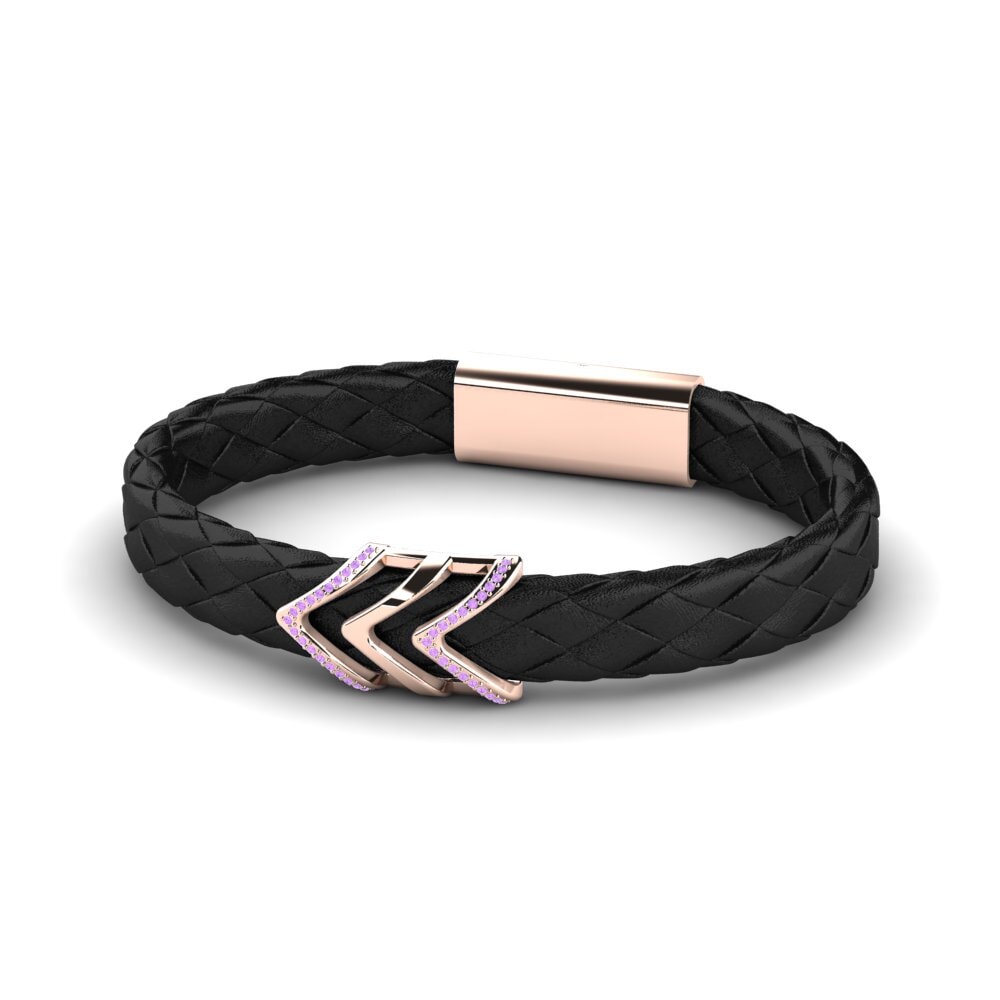 9K Rose Gold Amethyst Men's Bracelet Zadkiel