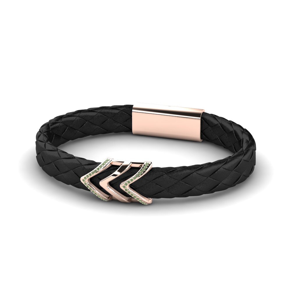 18ct Rose Gold Green Diamond Men's Bracelet Zadkiel