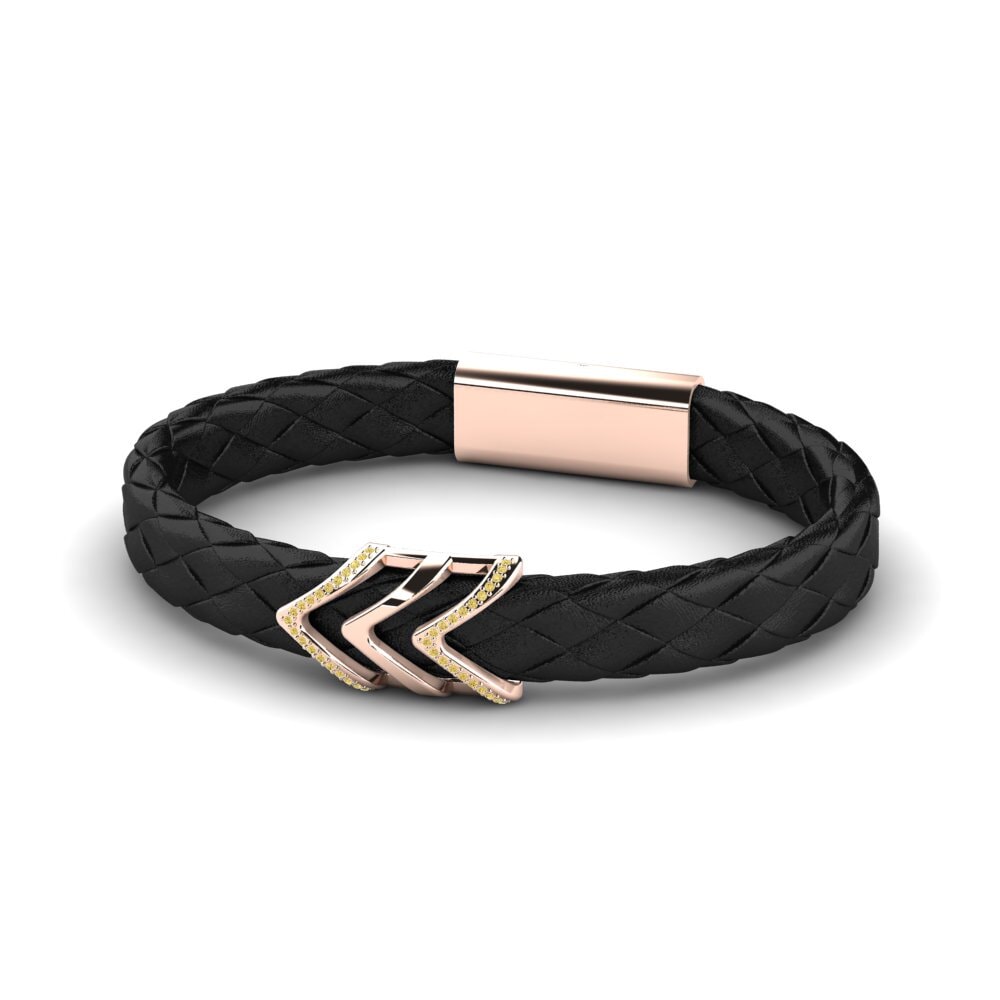 18ct Rose Gold Yellow Diamond Men's Bracelet Zadkiel