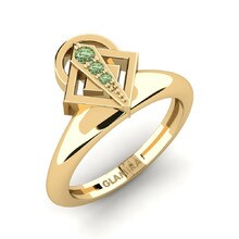 Anillo meñique Zairas Oro Amarillo 585 & Diamante Verde