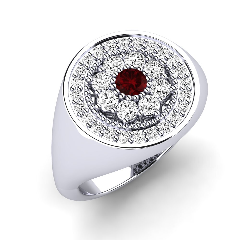 9k Oro Blanco Granate Anillo meñique Zakia