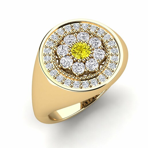 Pinky Ring Zakia 585 Yellow Gold & Yellow Diamond & Diamond & Swarovski Crystal