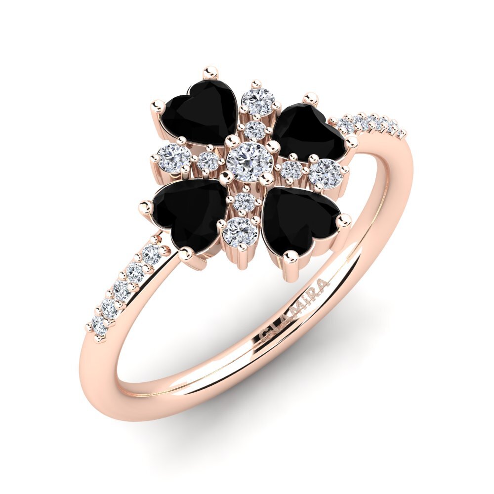 Oro Rosso 585 Diamante Nero Anello Zalyssa
