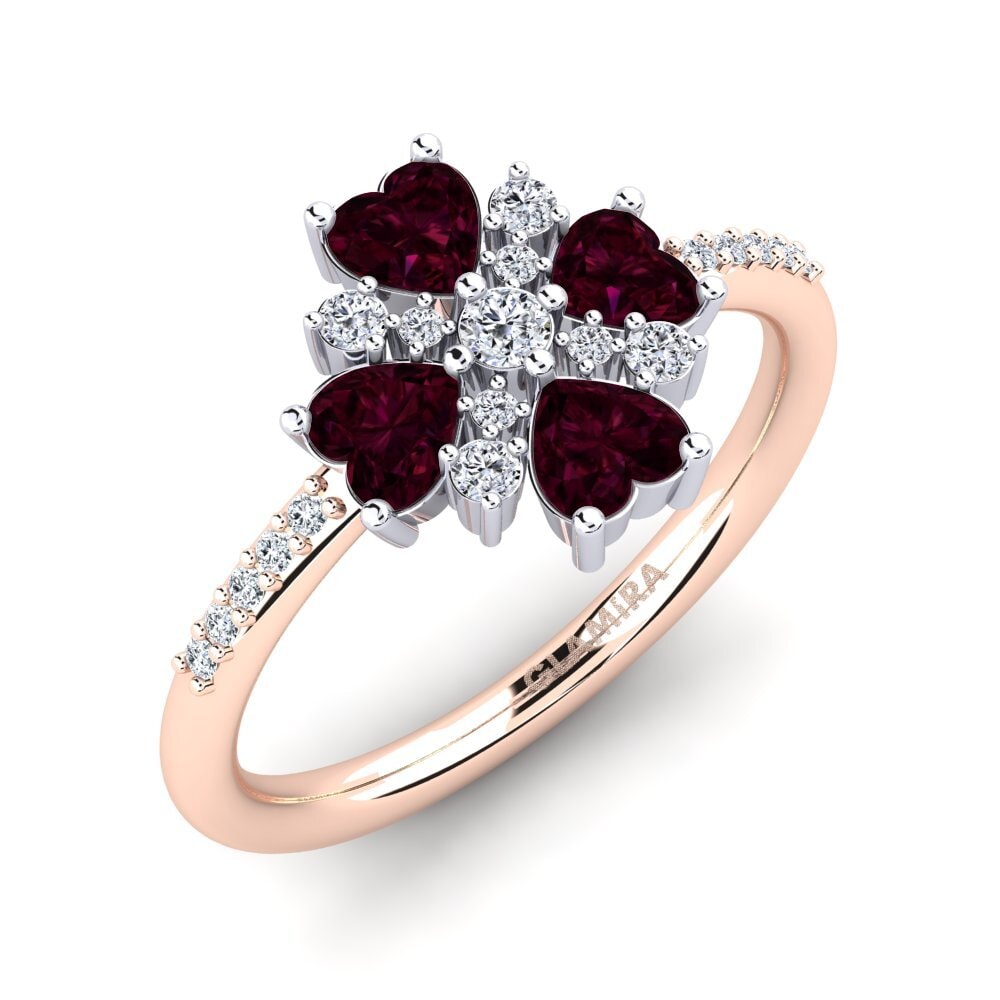 9ct Rose & White Gold Rhodolite Garnet Ring Zalyssa