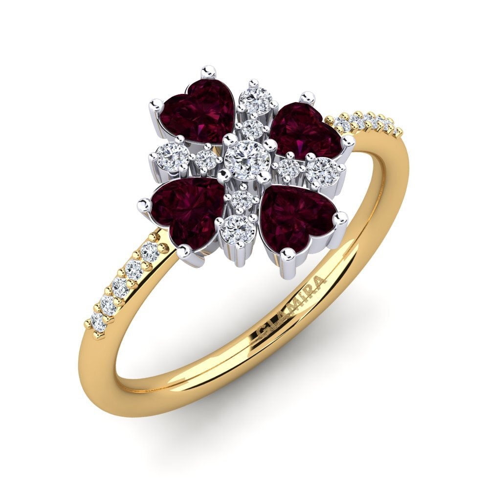 9ct Yellow & White Gold Rhodolite Garnet Ring Zalyssa