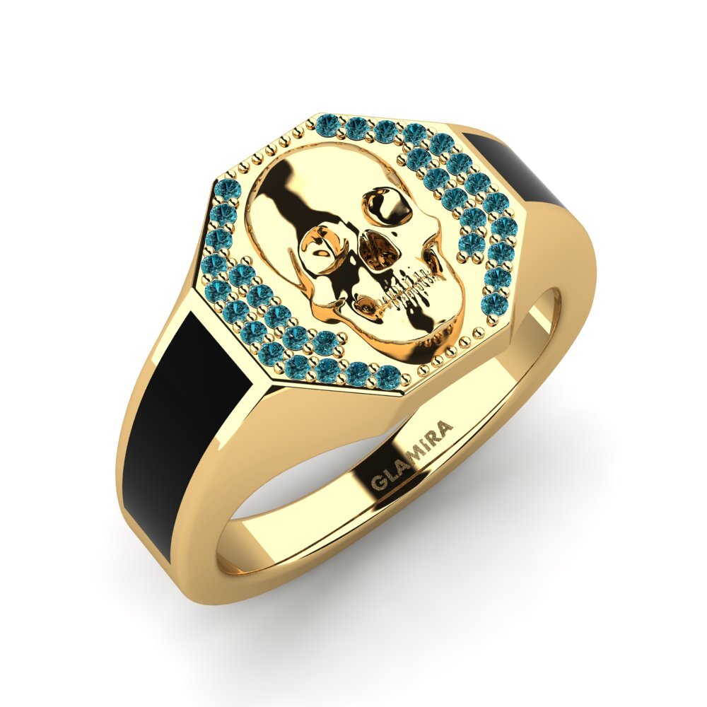 18ct Yellow Gold Blue Diamond Men's Ring Zander