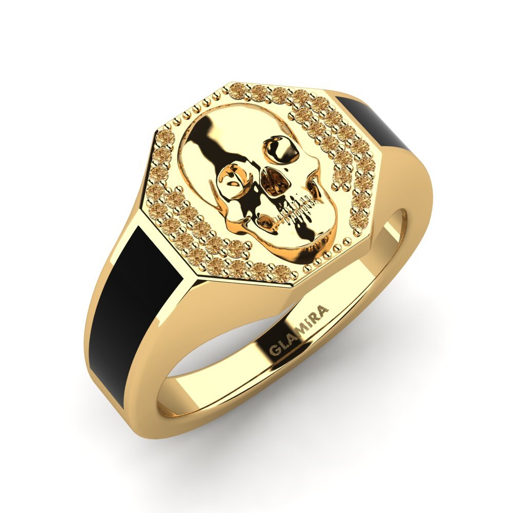 14k Oro Amarillo Diamante Marrón Anillo de Hombre Zander