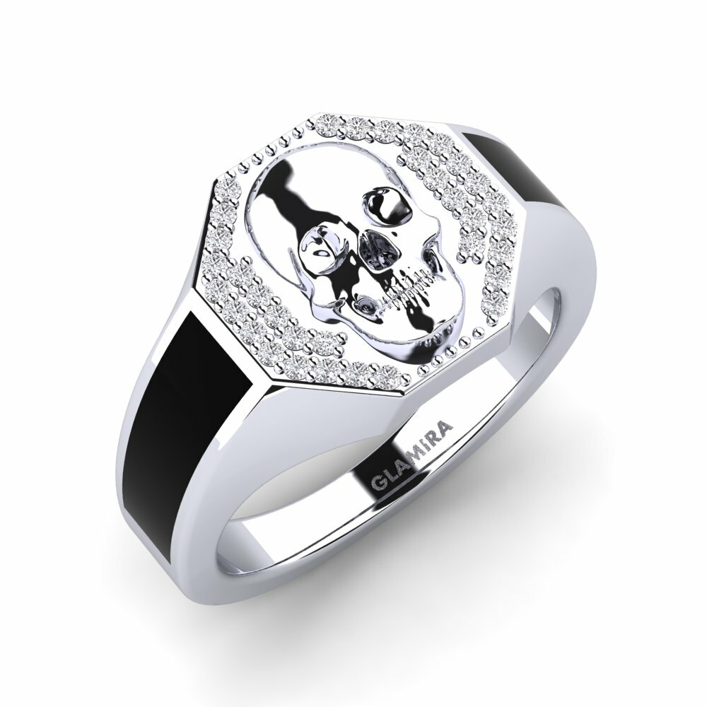 Signet Men's Rings Zander 585 White Gold Diamond