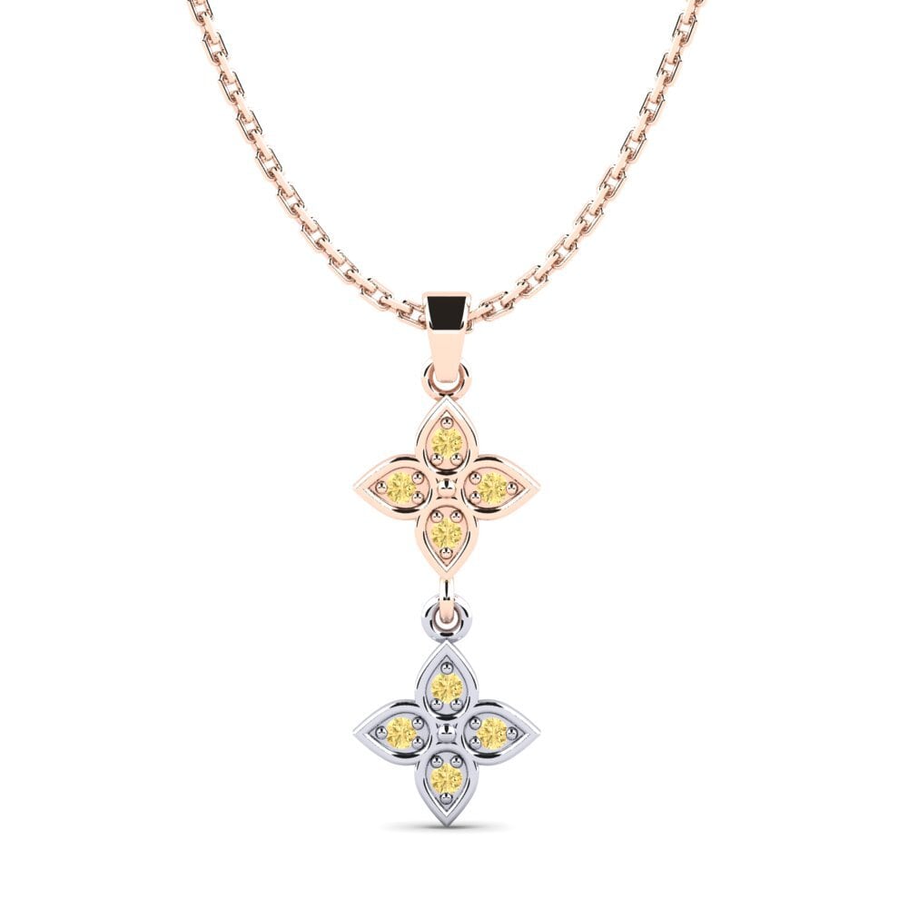 9k Oro Rosa & Blanco Diamante Amarillo Colgante de Mujer Zapino